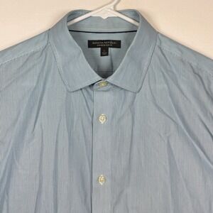 Banana Republic Non Iron‎ Slim Fit Blue Striped Dress Shirt - Men's Sz Large